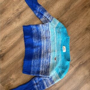 Hollister Turquoise and White Knit Crewneck Sweater